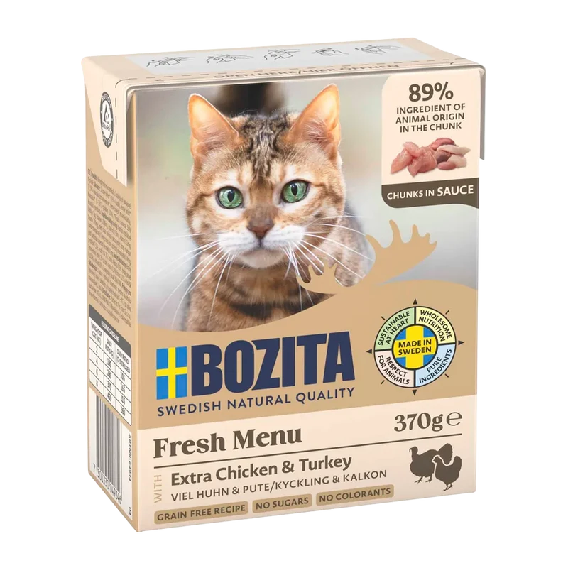 Bozita Bitar i Sås med Kyckling & Kalkon - 370 G