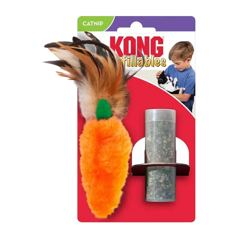 Kong Refillable Catnip Feather Top Carrot - 13x6x1 CM