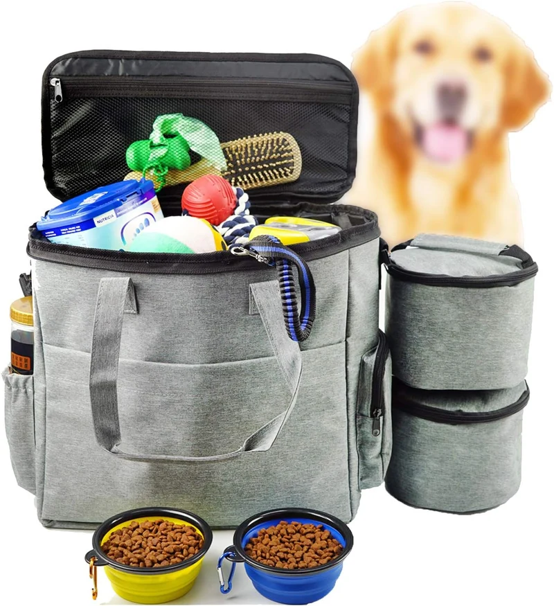 Dog Travel Bag Set with Food Containers