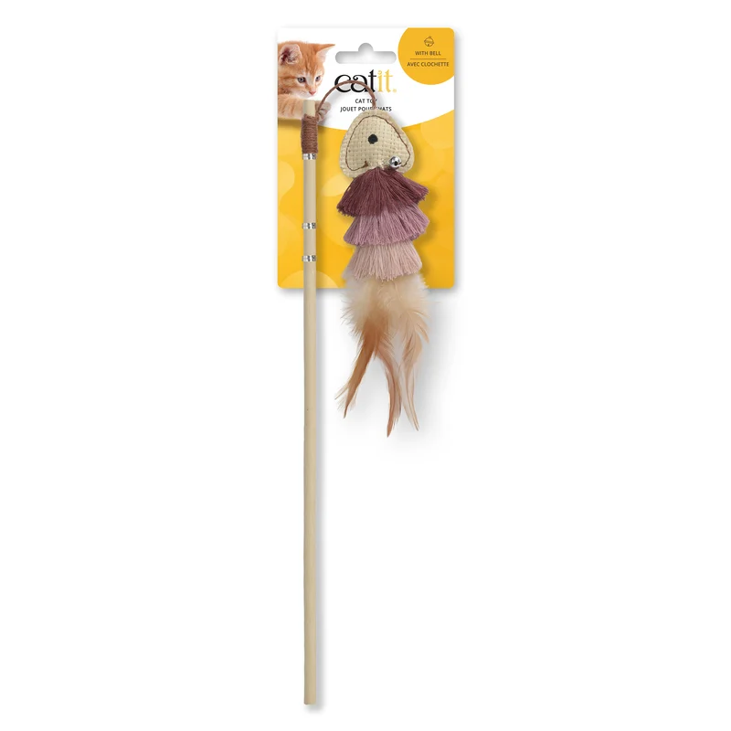 Jouet Catit pour chats, baguette avec poisson et plume