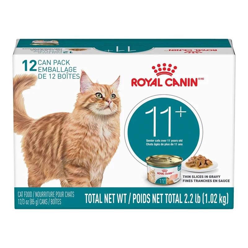 Royal Canin ÂGÉ 11+ fines tranches en sauce - Emballage de 12 boîtes, 85 g, (3 oz)