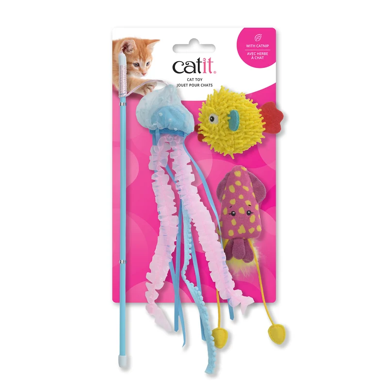 Jouet Catit pour chats, créatures de la mer, paquet de 3