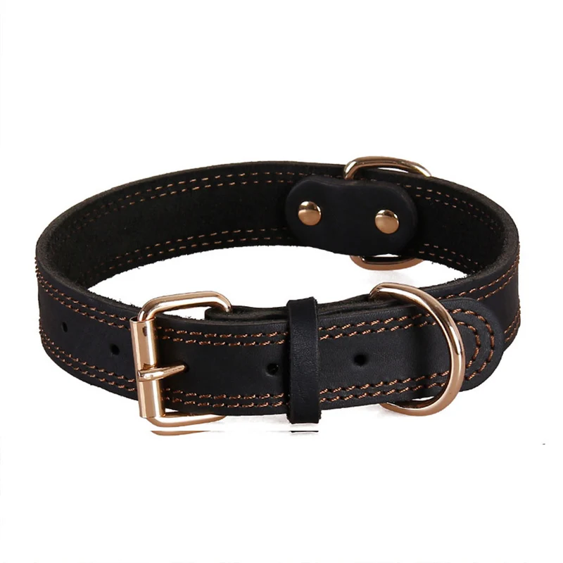 Hundhalsband läder – stark spänne - svart