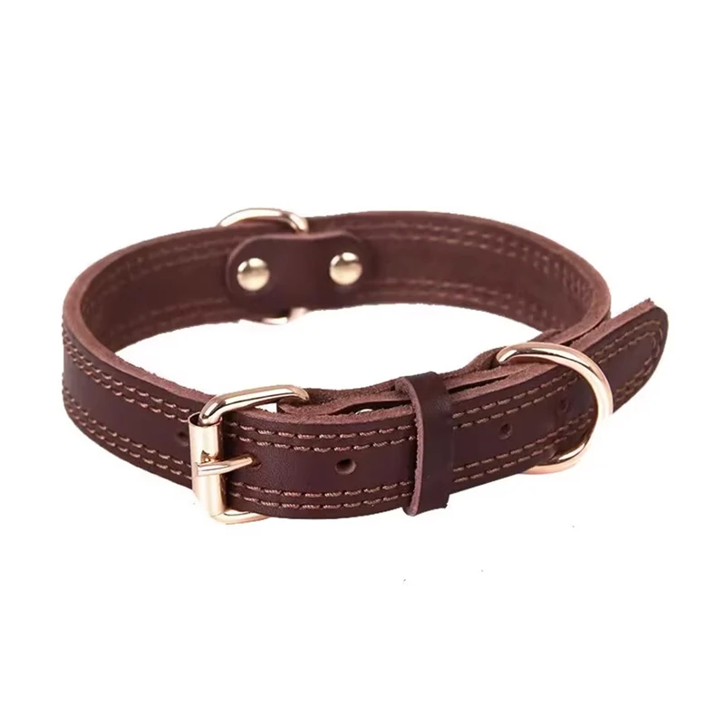 Hundhalsband läder – stark spänne - brun