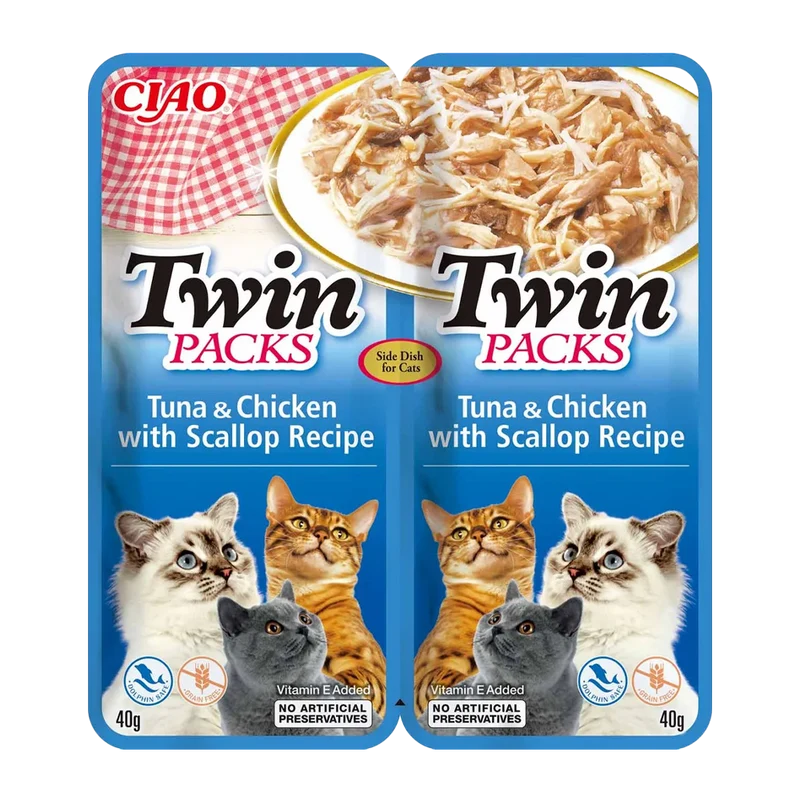 Twin Packs Tuna/Chicken In Scallop Broth - 2x40 G