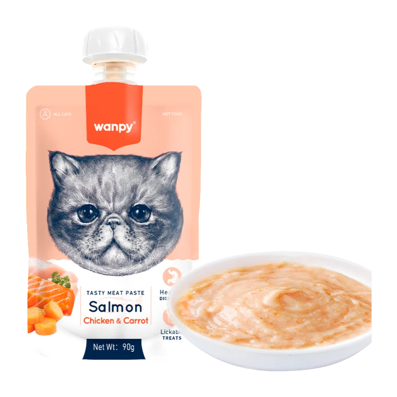Wanpy Cat Tasty Meat Paste - Salmon With Chicken & Carrot - 90 G