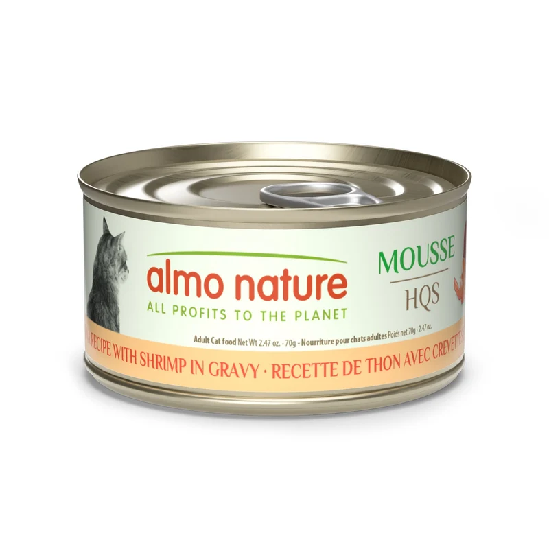 Almo Nature Hqs Natural - Mousse, Recette De Thon Avec Crevettes En Sauce 70gr