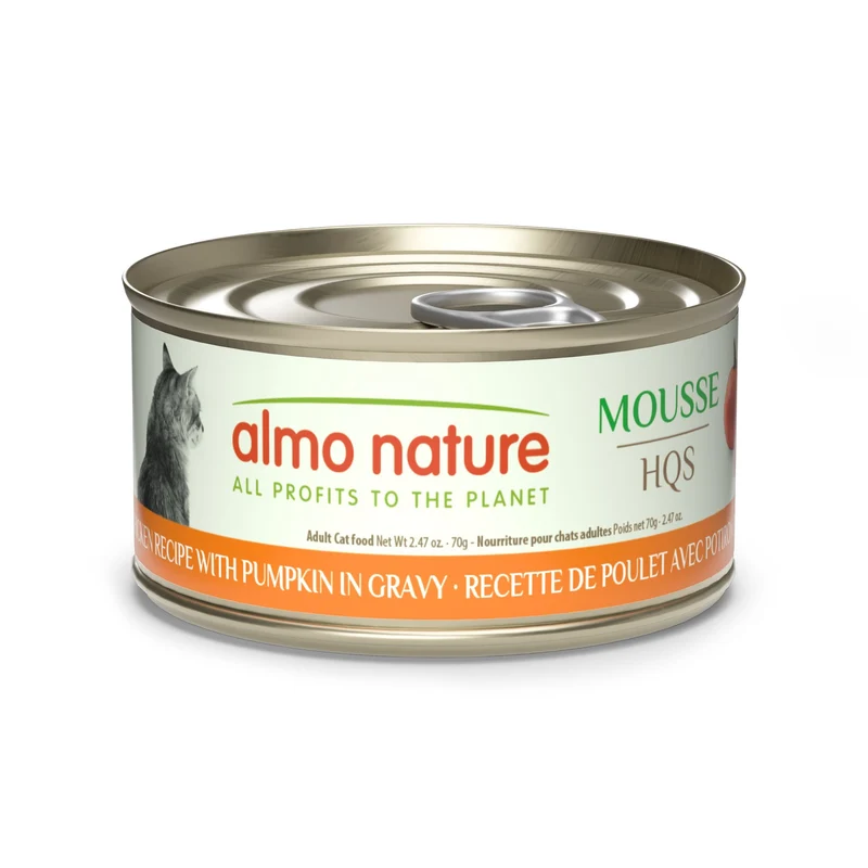 Almo Nature Hqs Natural Chat - Mousse, Recette De Poulet Avec Potiron En Sauce 70gr