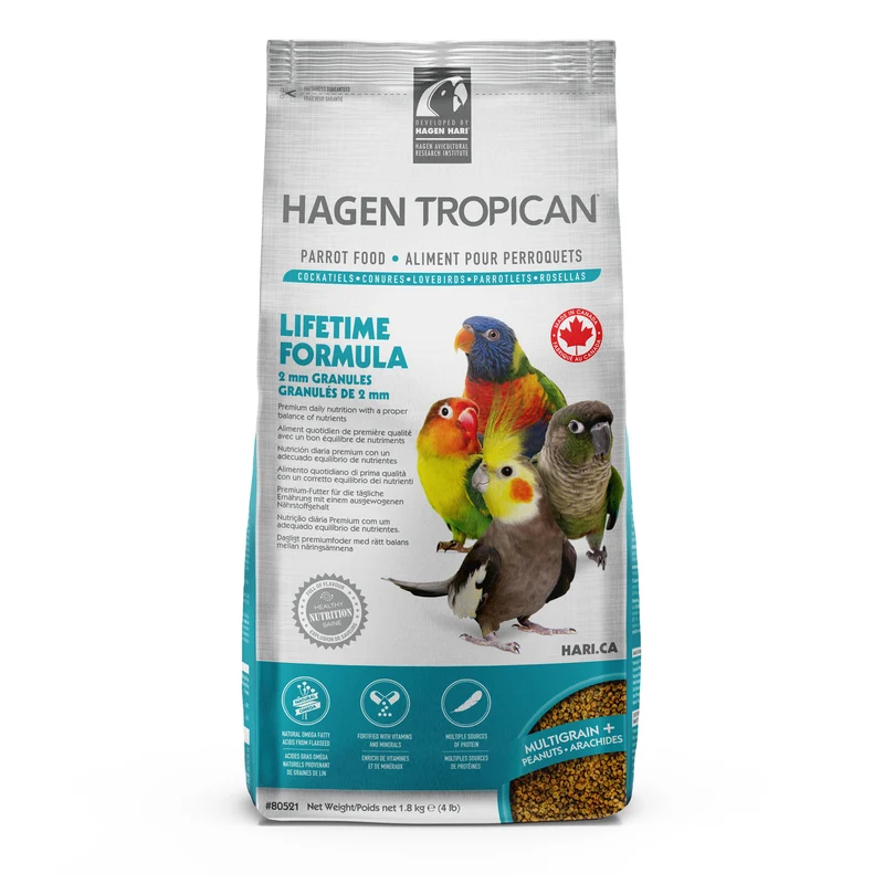 Aliment Lifetime Tropican pour petits perroquets, granulés de 2 mm, 4 lb (1,8 kg)