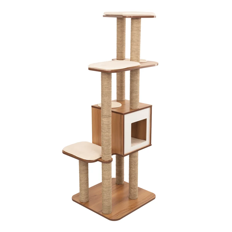 Meuble Catit Vesper High Base, noyer, XL, 77,5 x 58 x 158 cm (30,5 x 22,8 x 62,2 po)