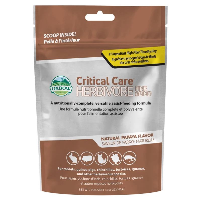Oxbow Critical Care - Suppléments Pour Herbivore, Saveur De Papaye Finement Moulue 100gr