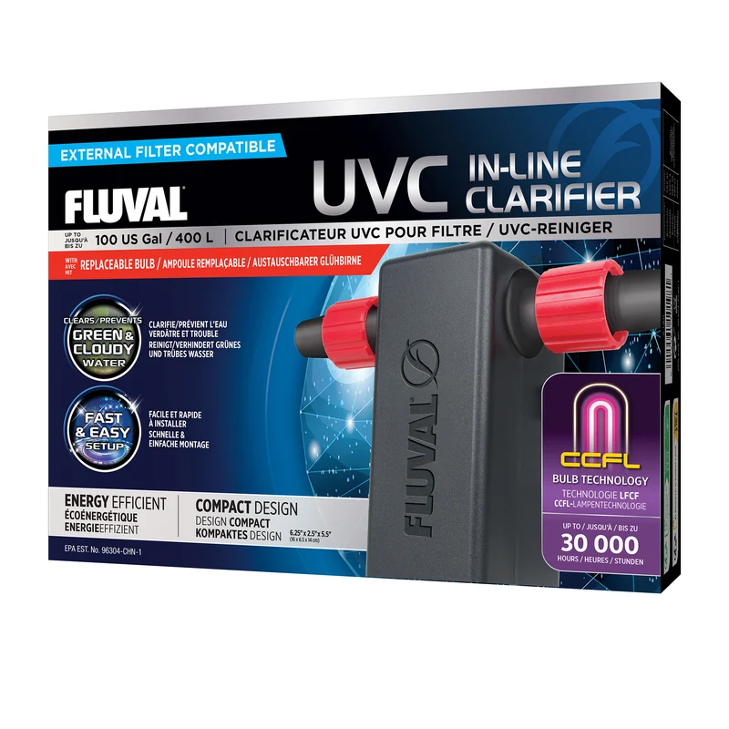 Fluval UVC In-Line Clarificateur UVC pour filtreur Externe - Jusqu'à 100 US Gal (400 L)