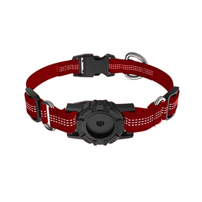 Waterproof Reflective Dog Collar with AirTag Pocket – Red | XS to Large