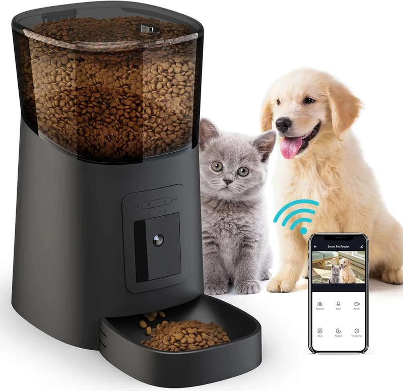6L Automatic Cat Feeder with Camera | 1080P HD, 110° Night Vision, 12 Meals/Day, Portions 1–99