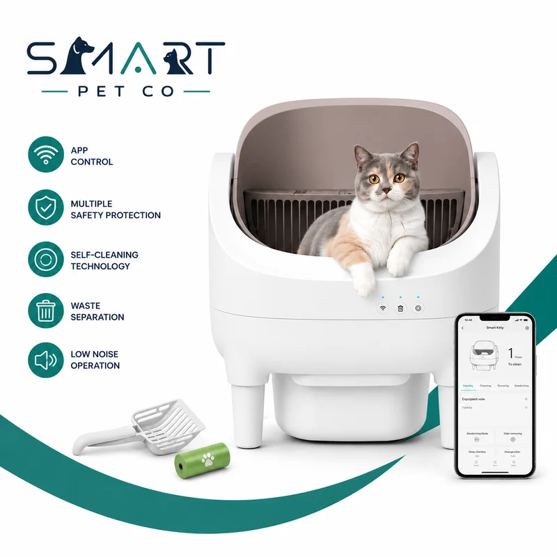 Automatic Self-Cleaning Cat Litter Box | App Control, Safety Sensors, 10.5L Bin