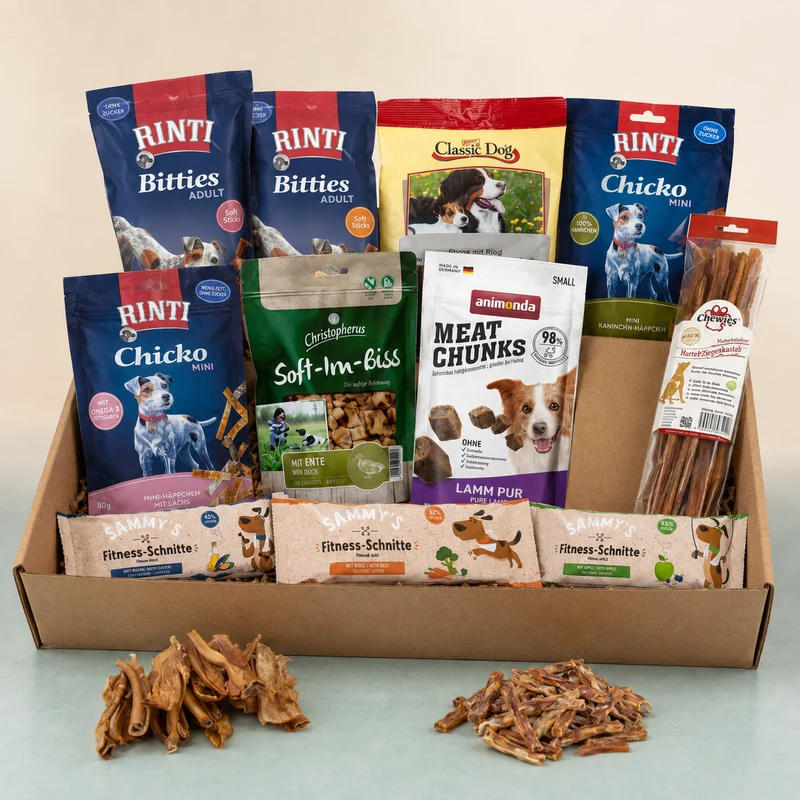 Monatliches snackpaket für hunde - 13 abwechslungsreiche snacks