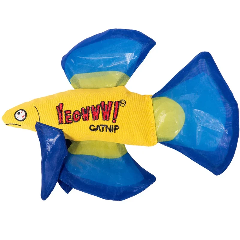Yeowww! Catnip Mo Betta Fish blå 16,5 × 12,7 × 2,5 cm