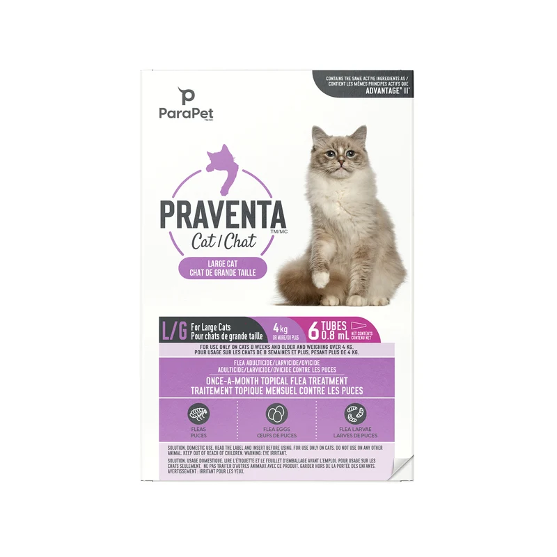 Traitement Parapet Praventa, chats de grande taille, 6 tubes