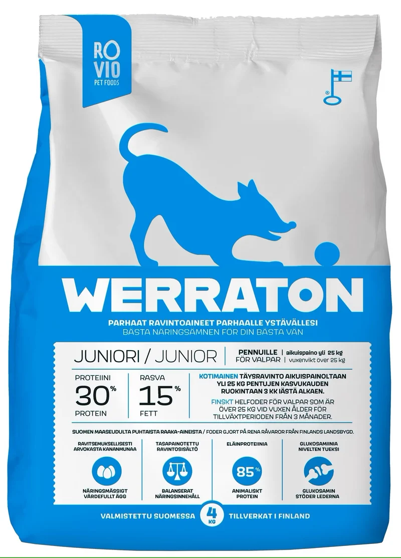 Werraton juniorfoder för stora hundraser 9 kg