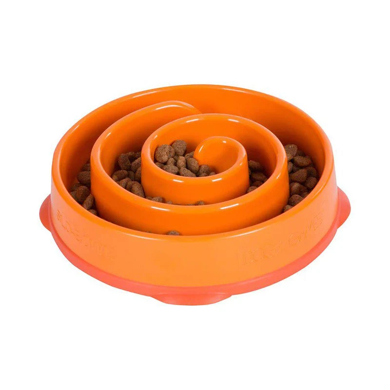 Outward Hound Fun Feeder Slo-Bowl matskål orange för hundar och katter
