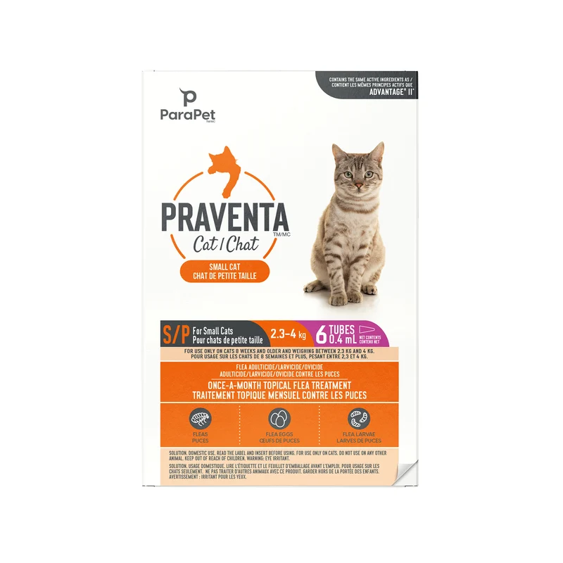 Traitement Parapet Praventa, chats de petite taille, 6 tubes