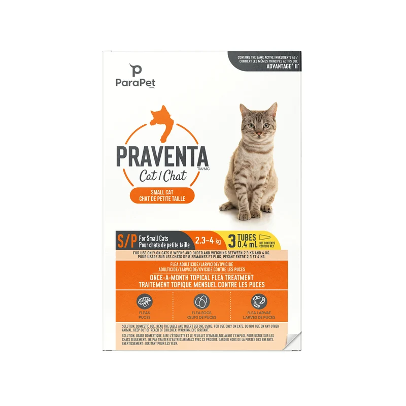 Traitement Parapet Praventa, chats de petite taille, 3 tubes