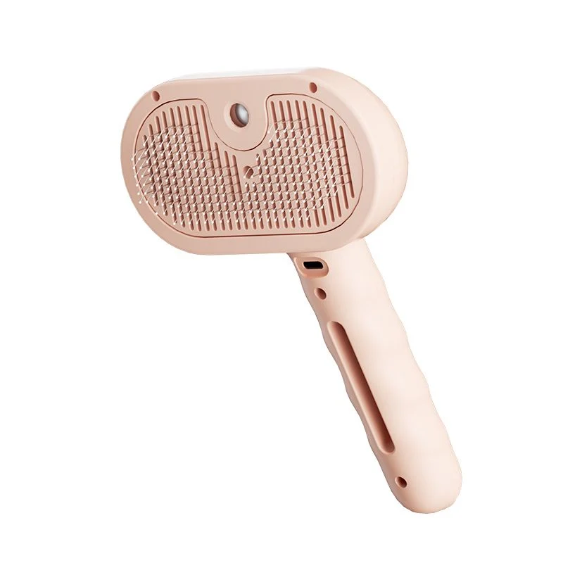 Rechargeable Pet Massage Comb with Spray, Anti-Shedding, Detangling, and Cleaning Comb - Pink