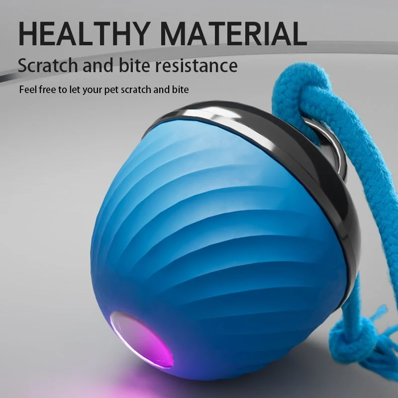 Electric Rolling Pet Ball for Cats & Dogs – Blue | LED, Sound, Chew-Resistant