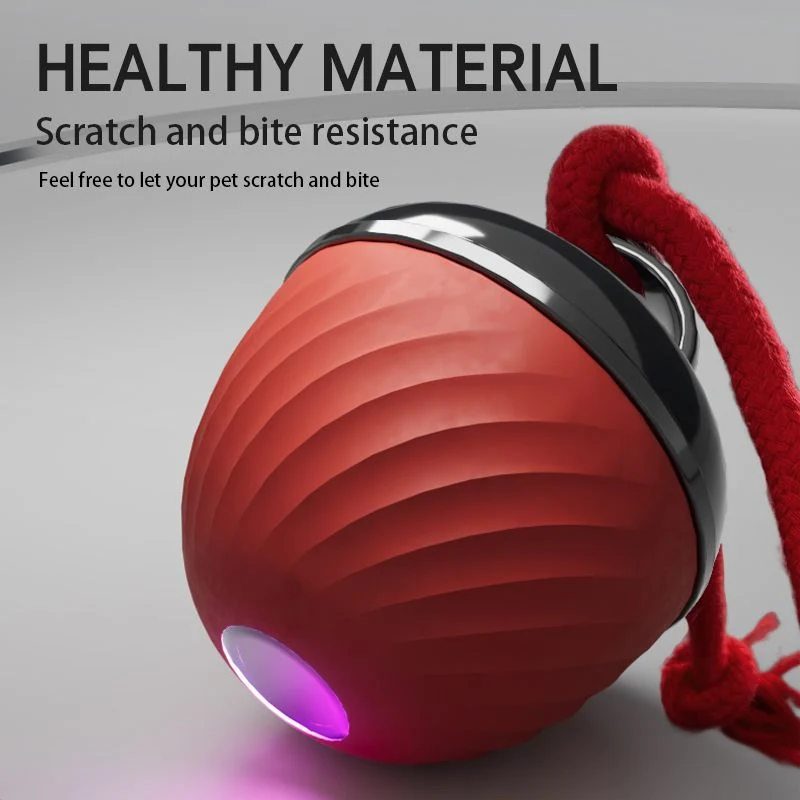 Electric Rolling Pet Ball for Cats & Dogs – Red | LED, Sound, Chew-Resistant
