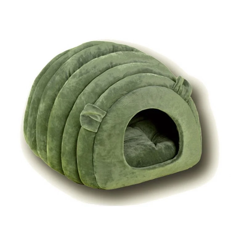 Semi-Enclosed Cat Nest Bed – Green | Detachable Washable Cover, 50x40x38cm | Cats & Small Dogs