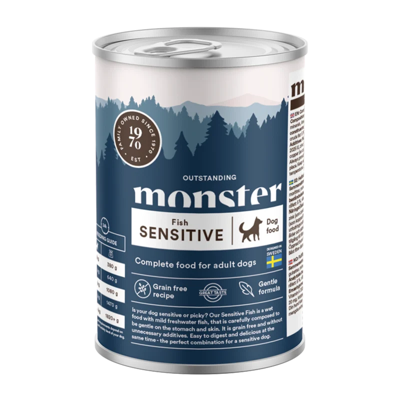 Monster Dog Adult Sensitive Fish Burk - 400 G