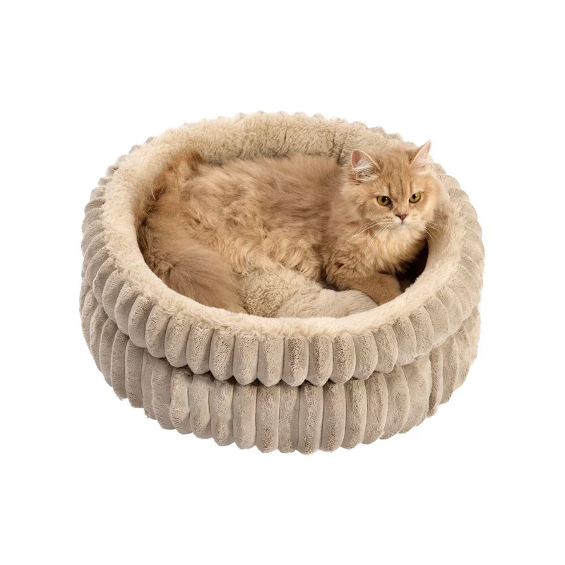 Donut Pet Bed | Self-Warming Plush Nest, 50x50x18cm, 1kg | Cats & Small Dogs