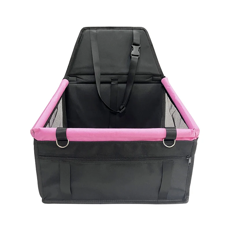 Black and pink Portable Pet Car Seat for Dogs and Cats - Adjustable Car Seat Cover, Pet Travel Car Carrier with Safety Belt