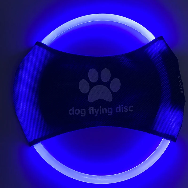LED Rechargeable Dog Flying Disc – Blue | Glow-in-the-Dark, USB Rechargeable