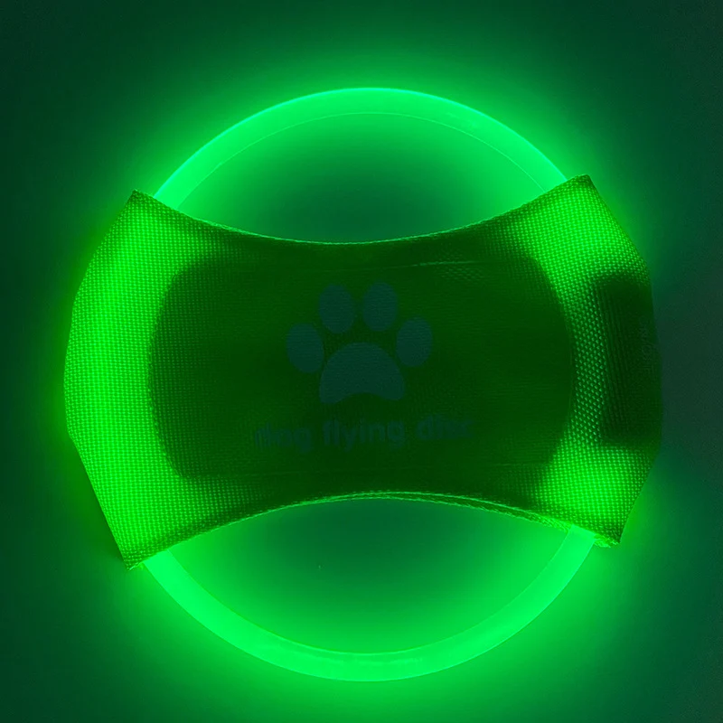 LED Rechargeable Dog Flying Disc – Green | Glow-in-the-Dark, USB Rechargeable