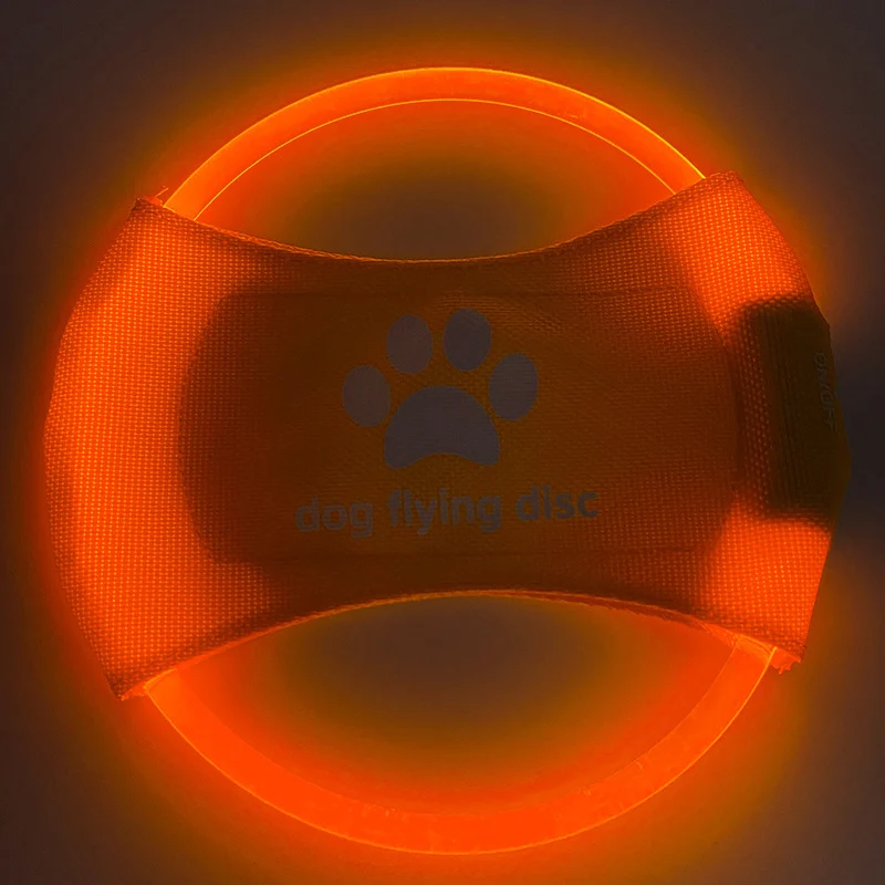 LED Rechargeable Dog Flying Disc – Orange | Glow-in-the-Dark, USB Rechargeable
