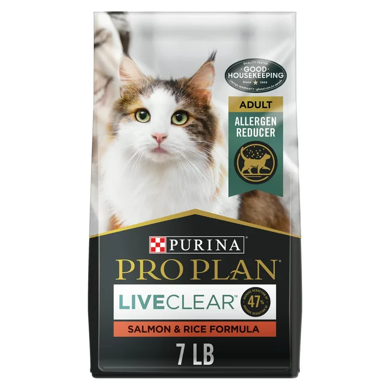 Pro Plan🅫 LiveClear Réduit les Allergènes Formule Saumon et Riz Nourriture Sèche 7 lb (3.18 kg)