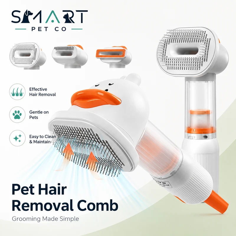 4-in-1 Pet Grooming Vacuum Brush – Deshedding, Detangling & Cleaning for Cats & Dogs
