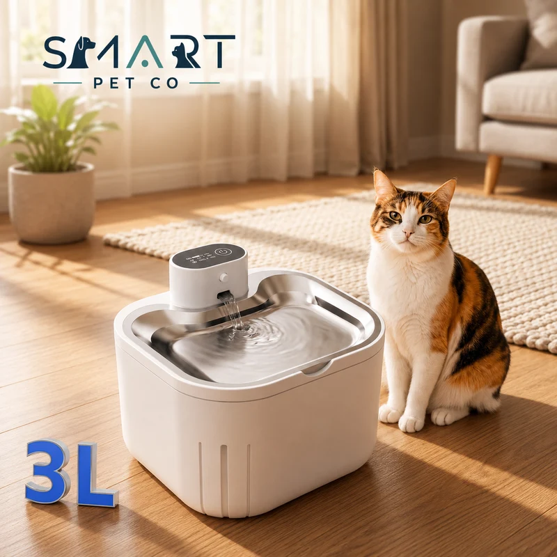 Cat Water Fountain Wireless 3L | 60-Day Battery | Stainless Steel | Silent
