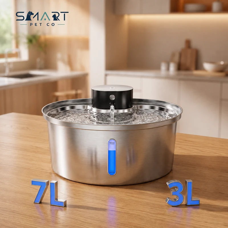 Stainless Steel Pet Water Fountain | 5000mAh, 60-Day Battery, 3.2L or 7L