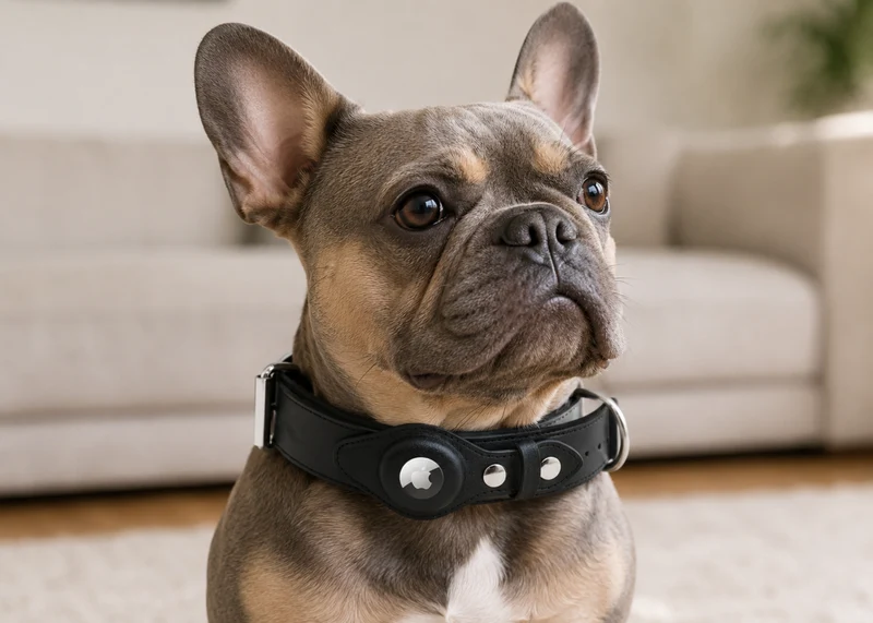 Heavy Duty Leather Dog Collar with AirTag Pocket – Black | S, M & L