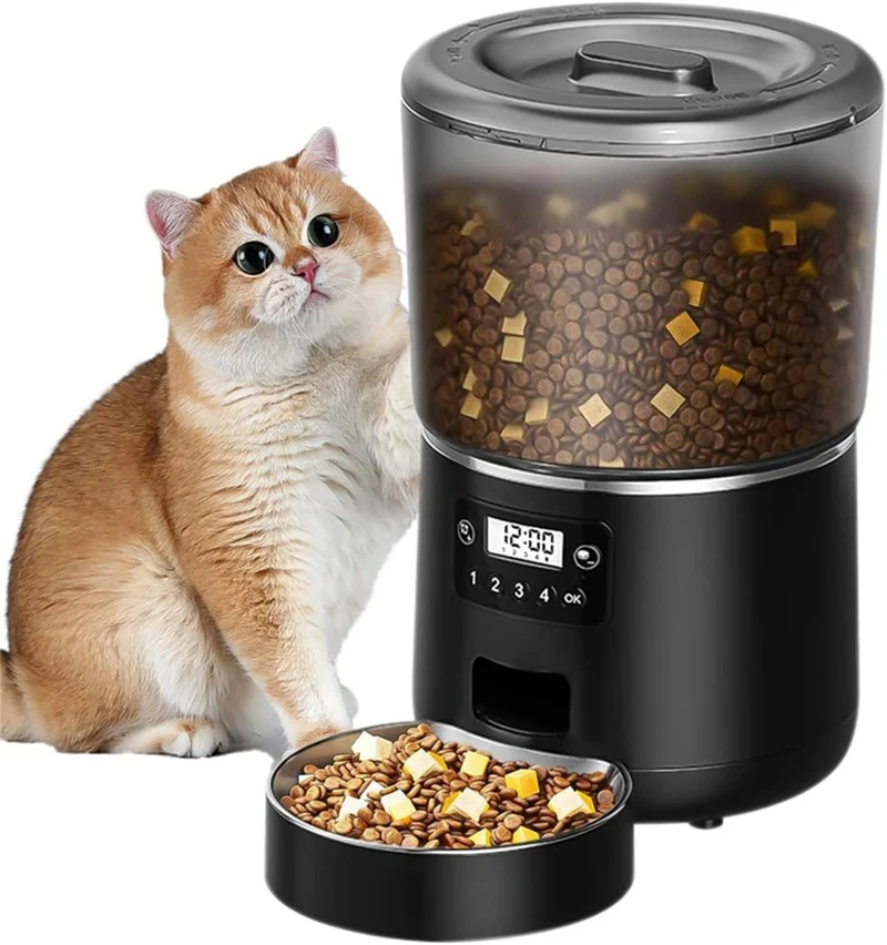 4L Automatic Pet Feeder | 304 Stainless Bowl, Anti-Clog 45° Slope, Voice Recording, BPA-Free