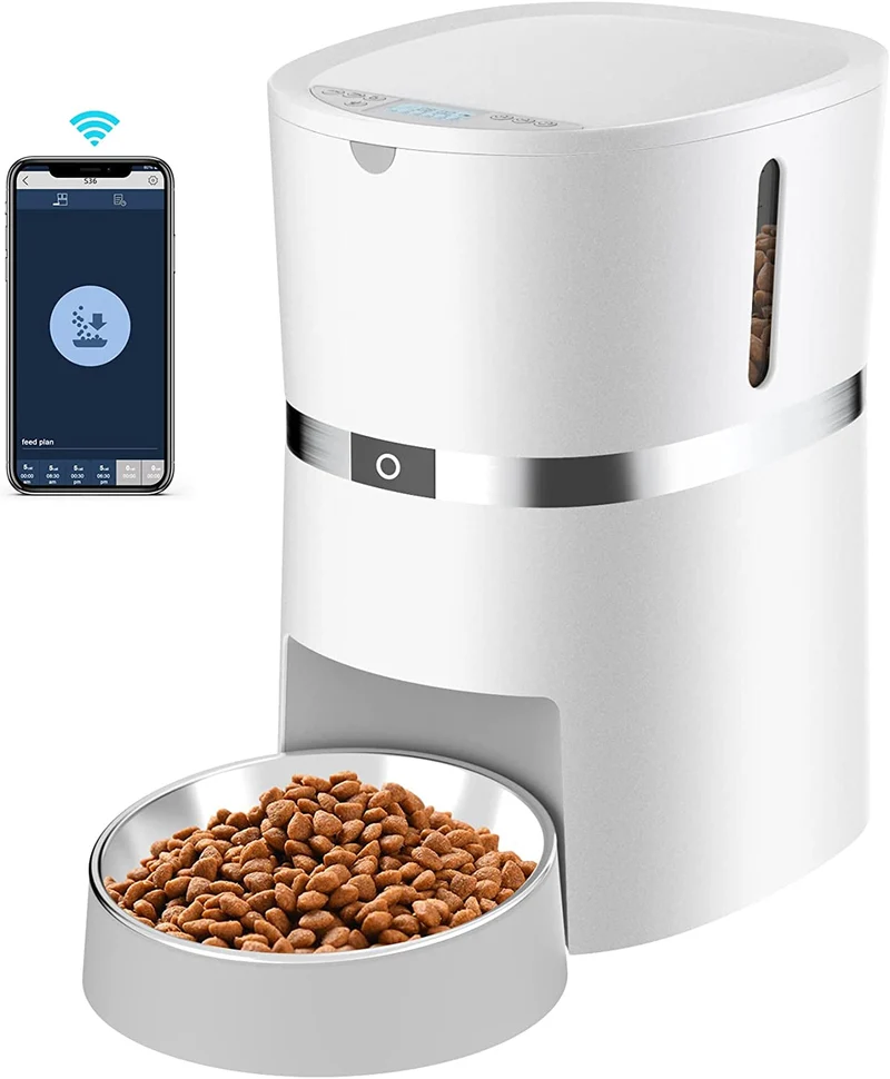 4L Automatic Pet Feeder | App Control, 6 Meals/Day, 48 Portions, Voice Recording | Cats & Dogs