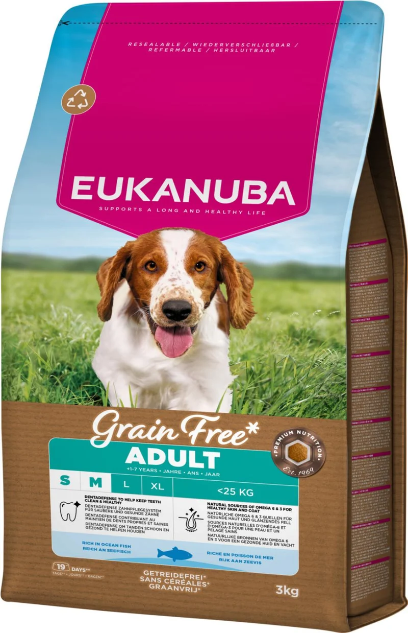 Eukanuba Adult Small/Medium Grain Free Ocean Fish torrfoder för hund