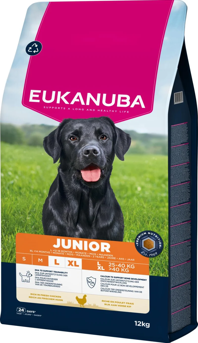 Eukanuba Junior Large Breed Chicken torrfoder för hund 12 kg