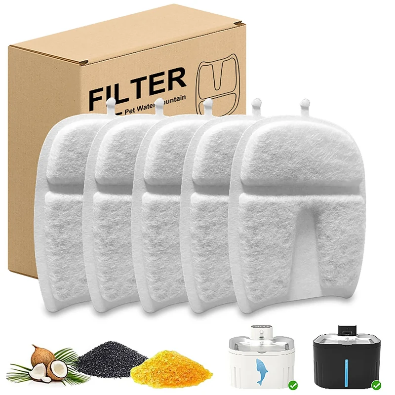 U7 Cat Water Fountain Replacement Filters – 5-Pack | Triple Filtration, BPA-Free
