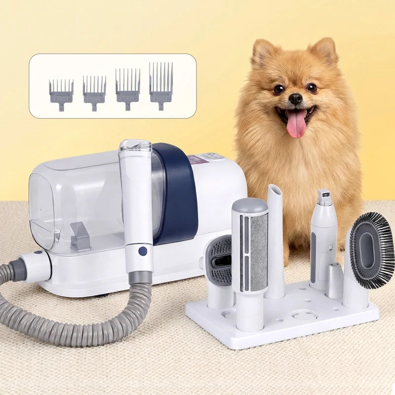 Pet Grooming Vacuum Kit 7-in-1 | 300W, <73dB, 2.3L, 4 Trimming Combs | Dogs & Cats