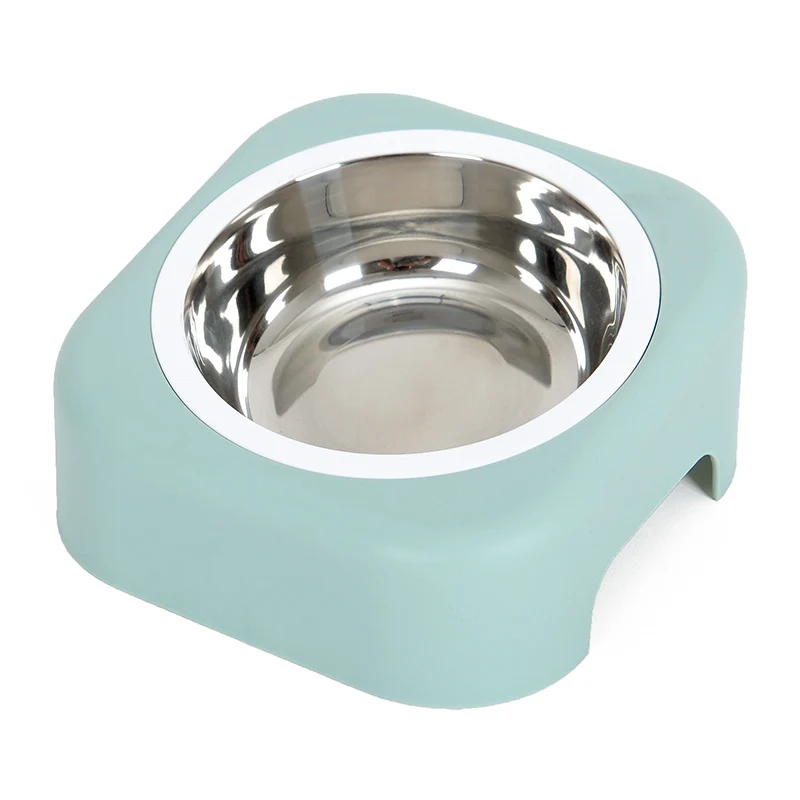 Stainless Steel Sloped Cat Food Bowl – Anti-Vomit, Ergonomic Design | Blue, Green, Pink
