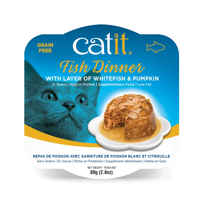 Repas de poisson Catit avec poisson blanc et citrouille, 80 g (2,8 oz)