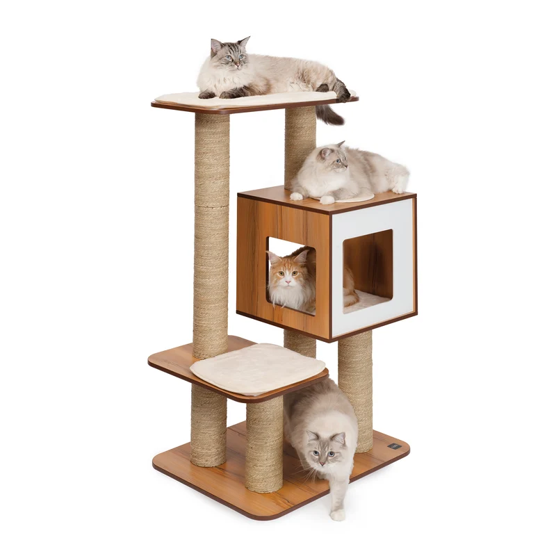 Meuble Catit Vesper High Base Géant, noyer, 89 x 64 x 133 cm
